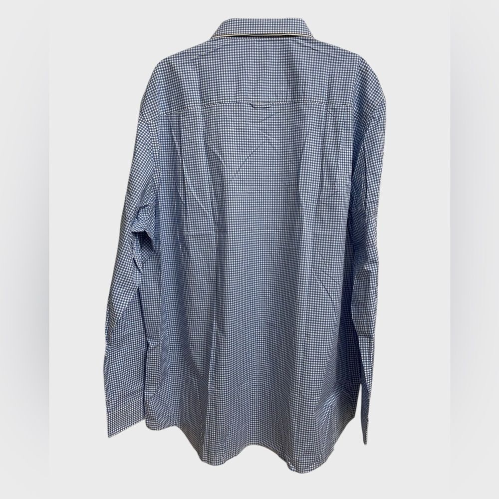 NWT Club Room Performance Button Down Shirt Men's Sz 3XL Blue White Check Preppy - Picture 11 of 16